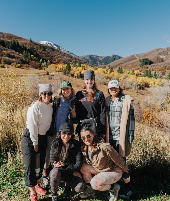 women on a hike during a retreat